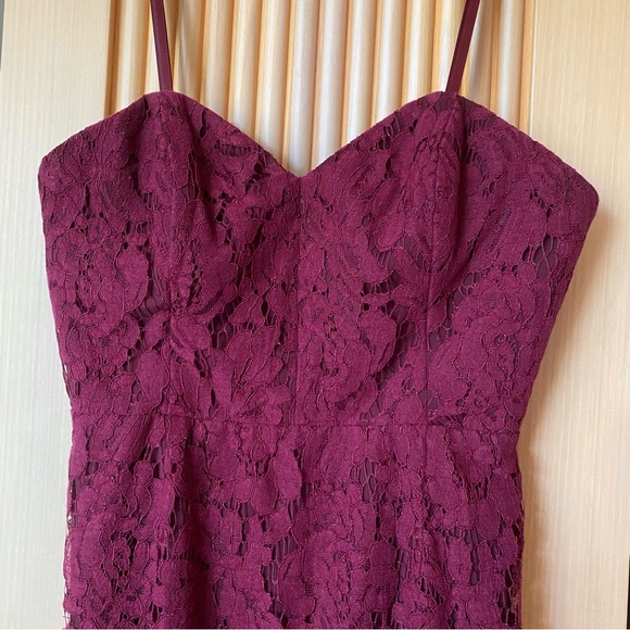 Anthropologie Fame and Partners Twilight dress strapless lace gown wine red - Picture 4 of 16